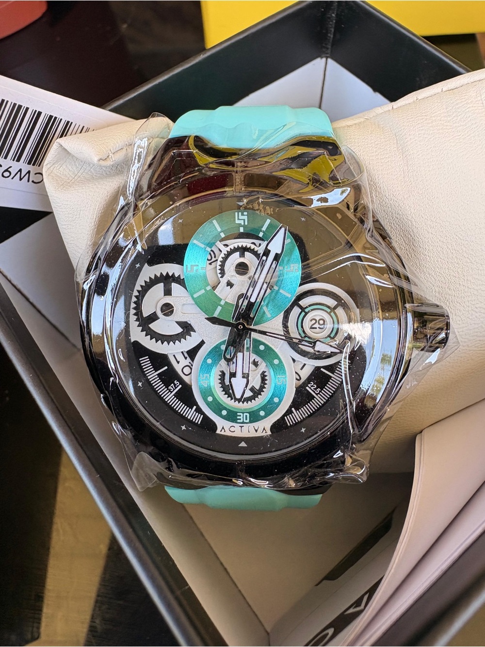 Activa X invicta Teal and Black Multi-Function Silicone Strap Watch